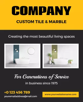 Modern Black and Yellow Custom Tile Marble Business Poster Template