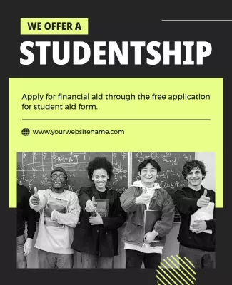 Modern Black and Yellow Student Scholarship Opportunity Poster Template