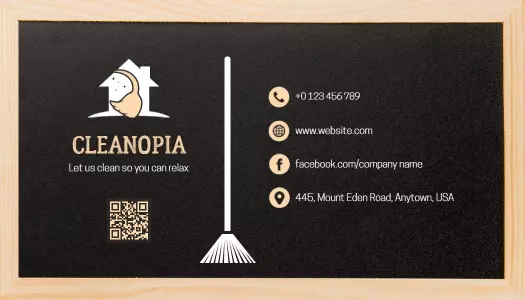 Modern Black Cleaning Services Business Card Template