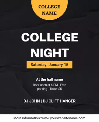Modern Black College Night Party Event Poster Template