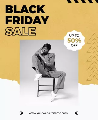 Modern Black Friday Sale with Bold Yellow Accents Poster Template