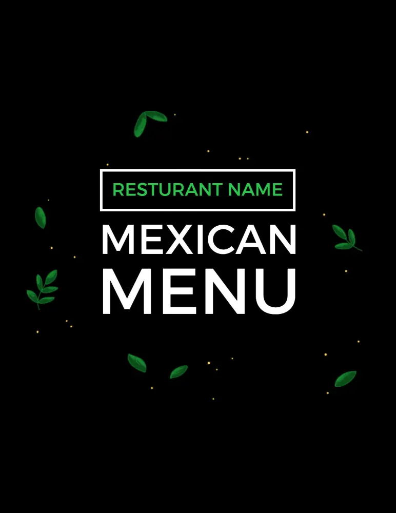 Modern Black Green Mexican Dining Menu Template