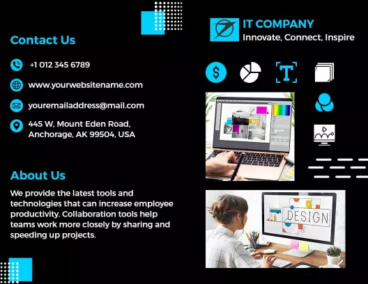 Modern Black IT Company Services and Software Comparison Brochure Template