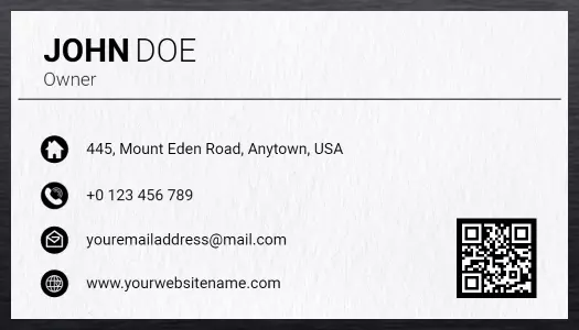 Modern Black Minimalist QR Code Enabled Business Card Template