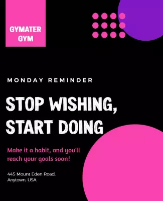 Modern Black Motivational Fitness Reminder Poster Template