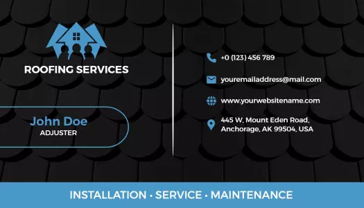 Modern Black Roofing Services Visiting Card Template