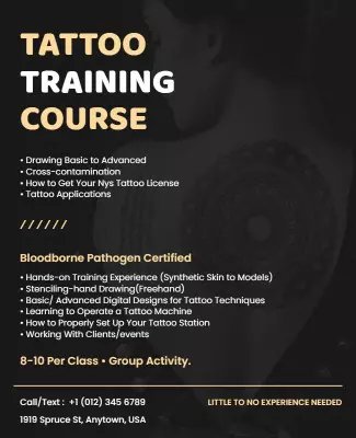 Modern Black Tattoo Training Course Announcement Poster Template