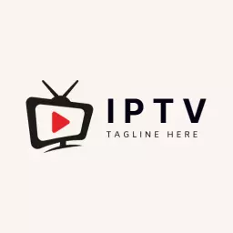 Modern Black Television Displaying IPTV Streaming Content Logo Template