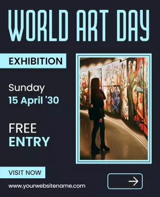 Modern Black World Art Day Exhibition Poster Template