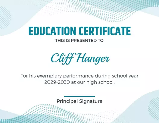 Modern Blue Abstract Education Performance Certificate Template