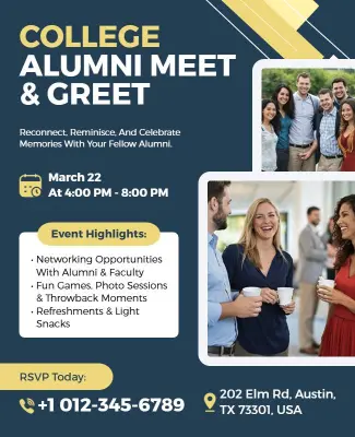 Modern Blue Alumni Networking Gathering Event Flyer Template