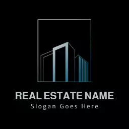 Modern Blue and Black Architectural Skyline Design Logo Template
