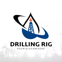 Modern Blue and Black Drilling Rig with Dynamic Energy Logo Template