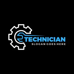 Modern Blue and Black Gear Design for Technical Services Logo Template