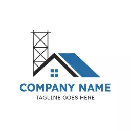 Modern Blue and Black Scaffolding Design Featuring a House Logo Template