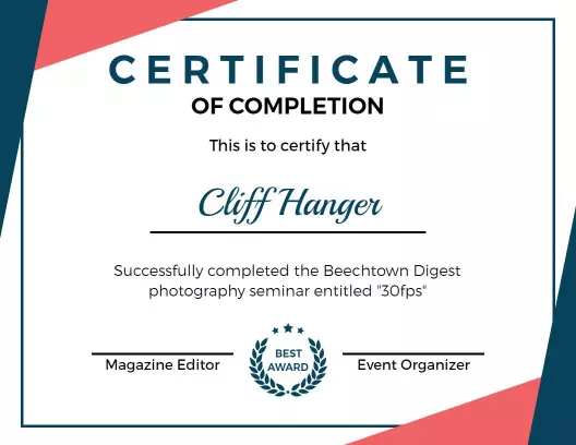 Modern Blue and Coral Completion Seminar Certificate Template
