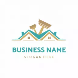 Modern Blue and Gold Design Representing Drywall Services Logo Template