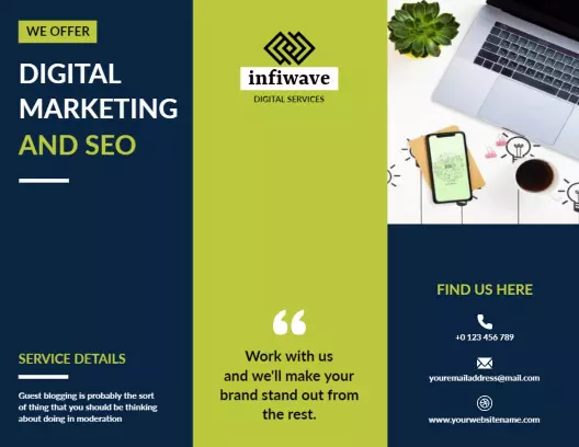 Modern Blue and Green Digital Marketing Services Brochure Template