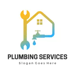 Modern Blue and Green Plumbing Services Home Logo Template