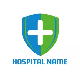 Modern Blue and Green Shield Design for Healthcare Logo Template