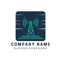 Modern Blue and Green Telecommunications Tower Signal Logo Template