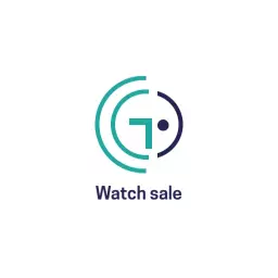 Modern Blue and Green Watch Sale Promotional Logo Template