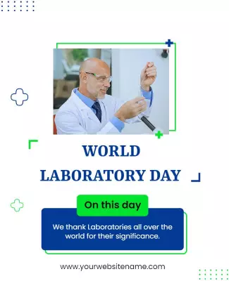 Modern Blue and Green World Laboratory Day Celebration Poster Template