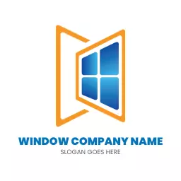 Modern Blue and Orange Multilayer Window Design Logo Template