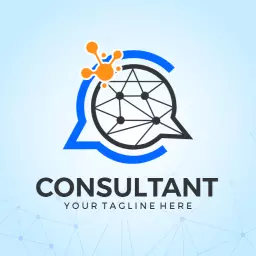 Modern Blue and Orange Networking Consultant Logo Template