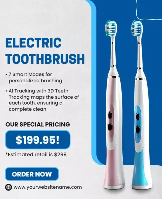 Modern Blue and Pink Electric Toothbrush Promotion Poster Template
