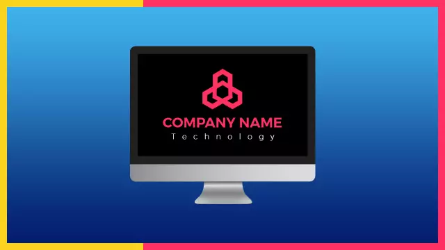Modern Blue and Pink Technology Business Solutions Presentation Template