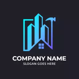 Modern Blue and Purple Building Designs in Construction Logo Template