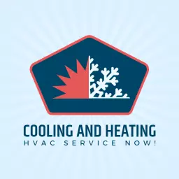 Modern Blue and Red Cooling and Heating HVAC Service Logo Template