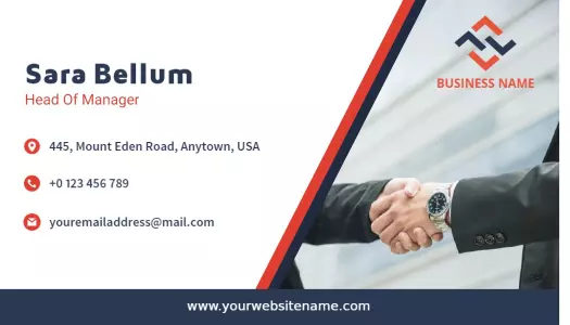 Modern Blue and Red Corporate Professional Business Card Template