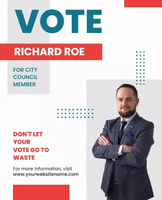 Modern Blue and Red Political Election Campaign Poster Template