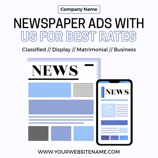Modern Blue and White Newspaper Advertising Rates Ad Template