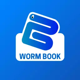 Modern Blue and White Worm Book Logo Featuring Unique Design Logo Template