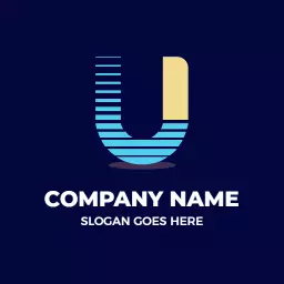 Modern Blue and Yellow U Letter Design for Branding Logo Template