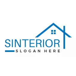 Modern Blue Architectural Design Showcasing Innovative Interiors Logo Template