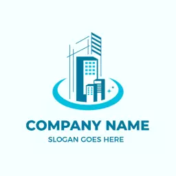 Modern Blue Architectural Design Showcasing Urban Development Logo Template