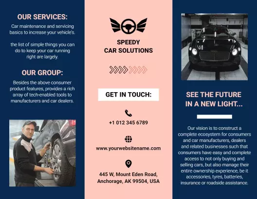 Modern Blue Auto Repair and Vehicle Maintenance Brochure Template