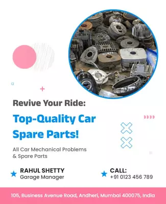 Modern Blue Automotive Garage Spare Parts Service Poster Template
