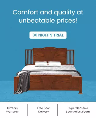 Modern Blue Bedroom Furniture Sale Poster Template
