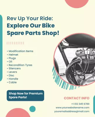 Modern Blue Bike Spare Parts Shop Promotion Poster Template