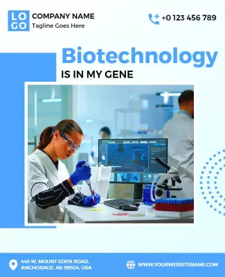 Modern Blue Biotechnology Laboratory Research Poster Template
