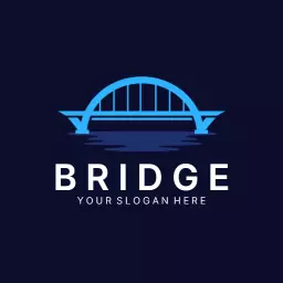 Modern Blue Bridge Design Reflecting Connectivity Logo Template