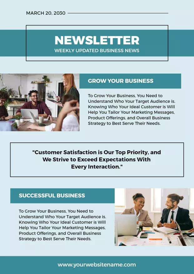 Modern Blue Business Newsletter for Customer Engagement Brochure Template