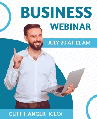Modern Blue Business Webinar Announcement Poster Template