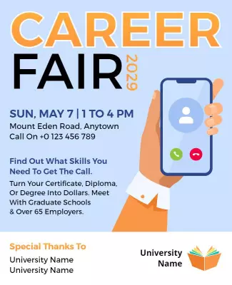 Modern Blue Career Fair Networking Event Poster Template