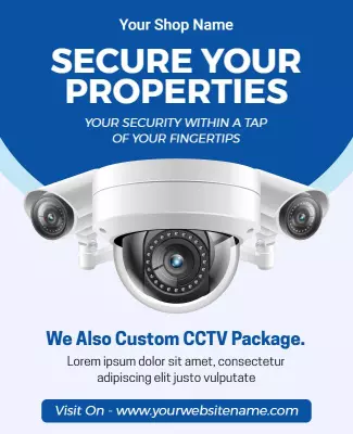 Modern Blue CCTV Security Service Promotion Poster Template